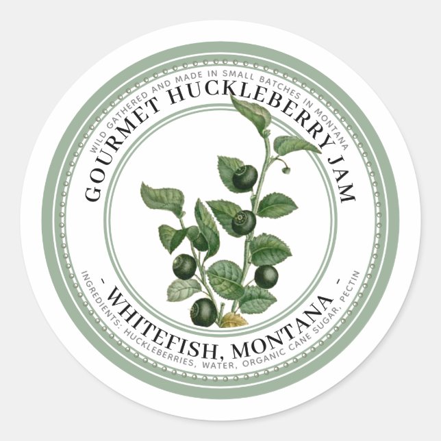 Étiquette de confiture avec Huckleberries autochto (Devant)