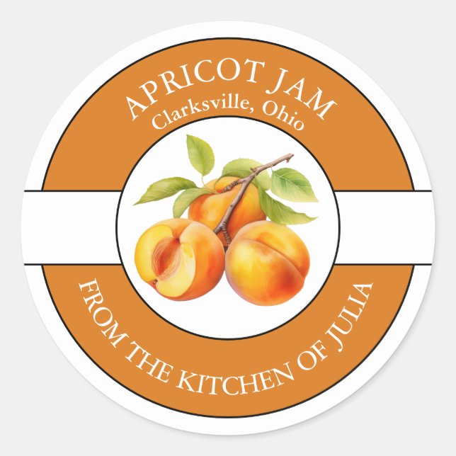 Étiquette de confiture d'abricot  (Devant)