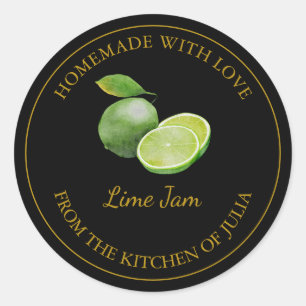 Étiquette de confiture de chaux maison en or Noi
