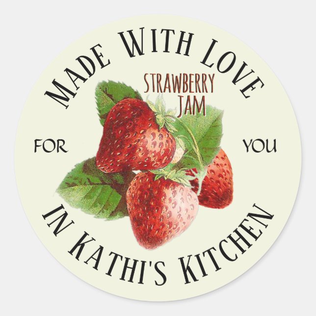 Étiquette de confiture de fraise de gelée fait ave (Devant)