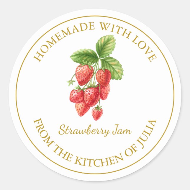 Étiquette de confiture de fraises maison Gold | Bl (Devant)