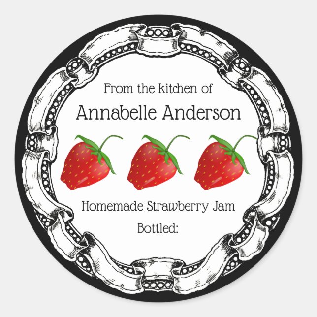 Étiquette de confiture de fraises Personnaliser (Devant)
