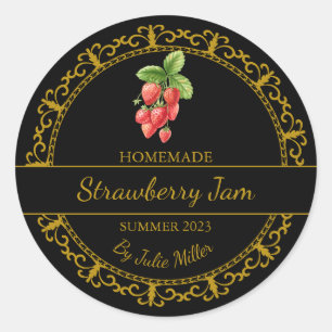 Étiquette de confiture de fraises vintage Gold fai