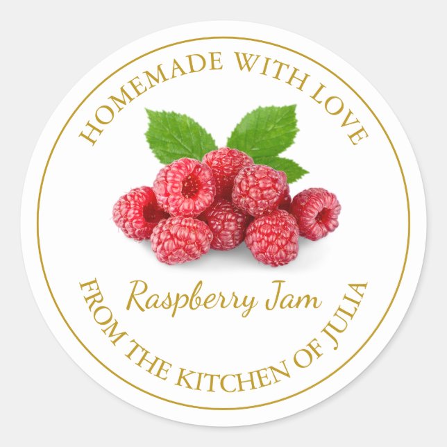 Étiquette de confiture de framboise maison | Blanc (Devant)