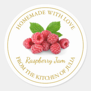 Étiquette de confiture de framboise maison   Blanc