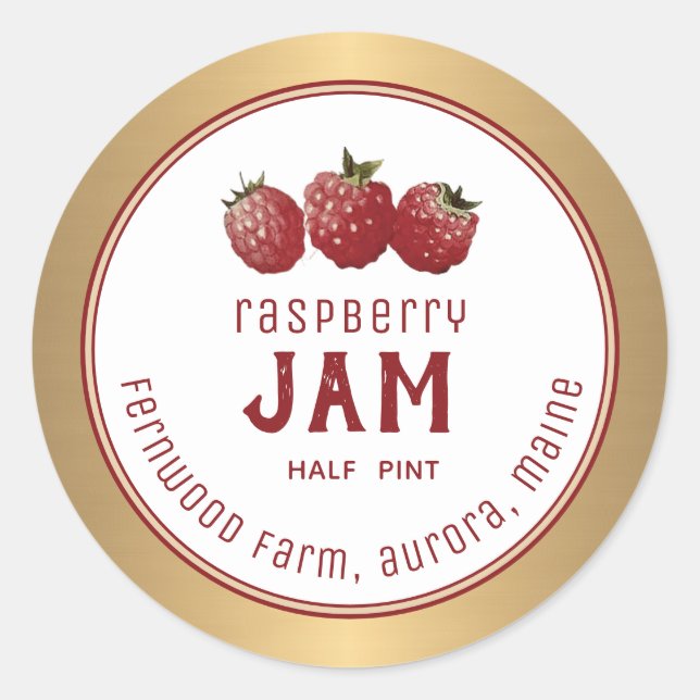 Étiquette de confiture de framboise moderne Bordur (Devant)