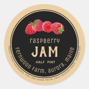 Étiquette de confiture de framboise moderne noir s