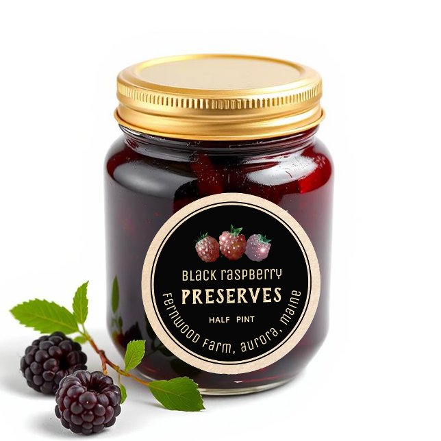 Étiquette de confiture de framboise noire moderne  (Créateur téléchargé)