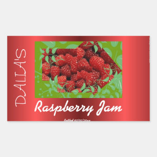 Étiquette de confiture de framboise satin rouge
