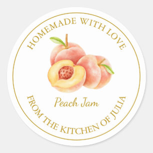 Étiquette de confiture de pêche maison en or   Bla