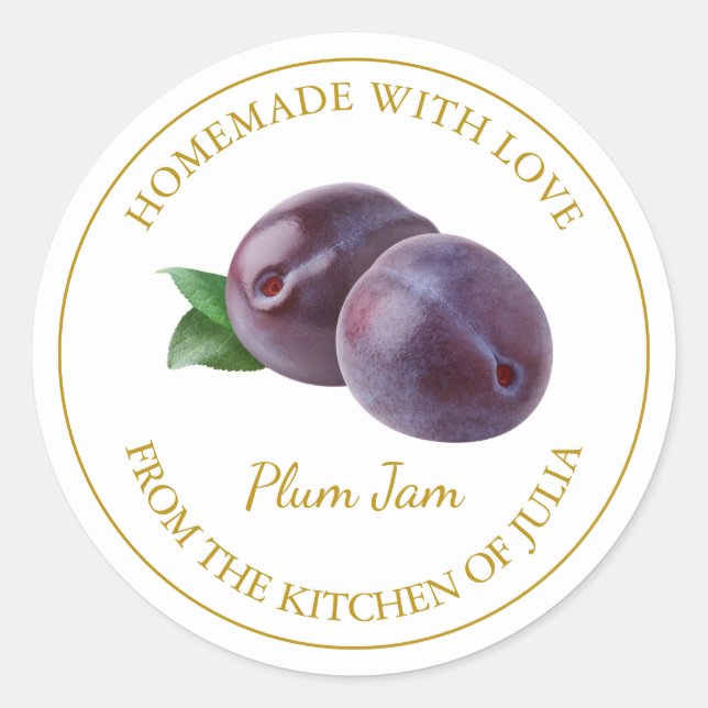 Étiquette de Confiture de Prune Maison | Blanc (Devant)