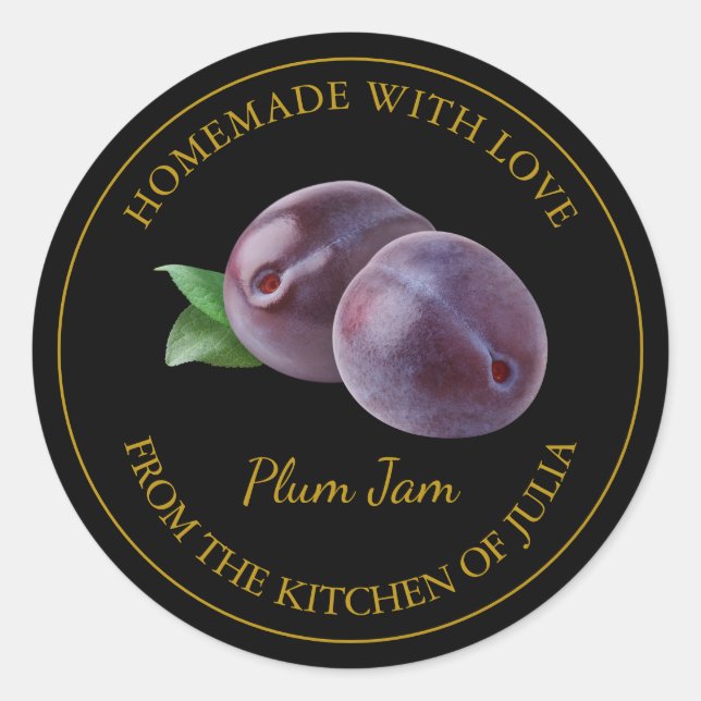 Étiquette de confiture de prunes fait maison | Noi (Devant)