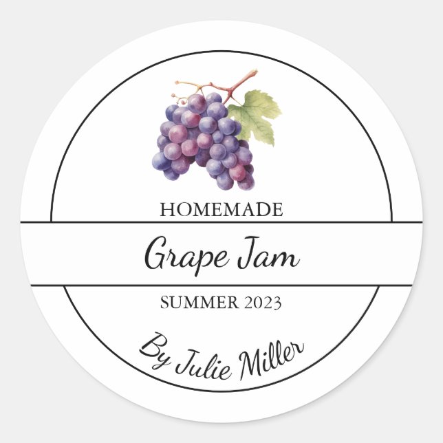 Étiquette de confiture de raisins maison simple (Devant)