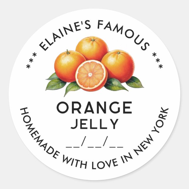 Étiquette de confiture d'orange maison (Devant)