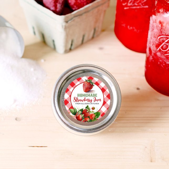 Étiquette de confiture En vichy fraise rouge (Créateur téléchargé)
