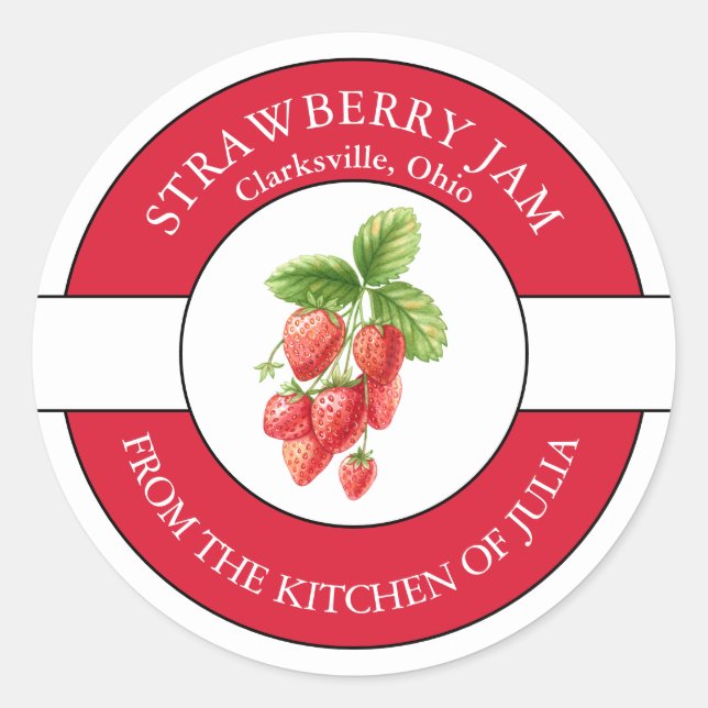 Étiquette de confiture fraise (Devant)