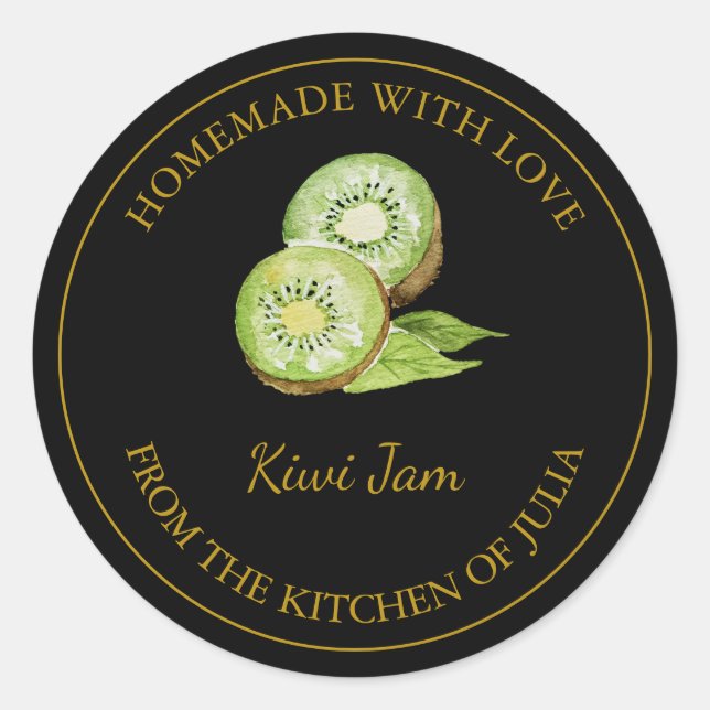 Étiquette de confiture Kiwi fait maison en or | No (Devant)