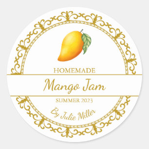 Étiquette de confiture Mango maison vintage or