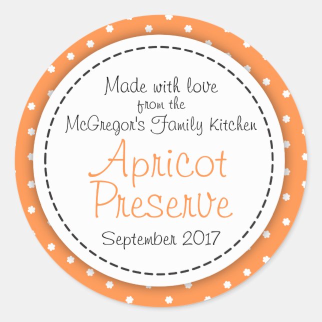Étiquette de confiture orange d'abricot arrondi (Devant)