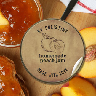 Étiquette de confiture pêche artisanale rustique a
