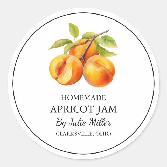 Étiquette de confiture simple Apricot fait maison (Devant)