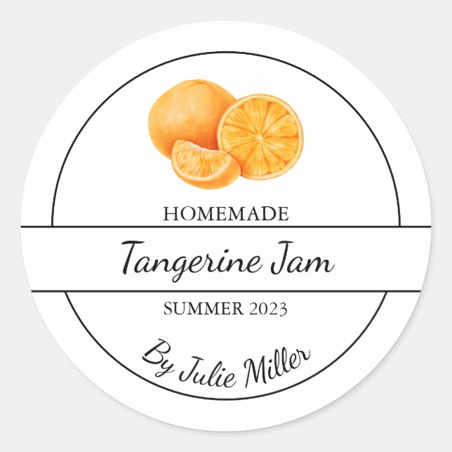 Étiquette de confiture simple Tangerine Orange fai (Devant)