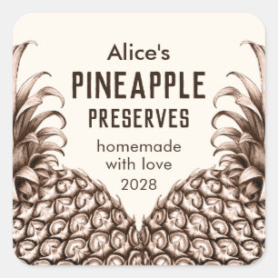 Étiquette de conservation d'ananas faite maison