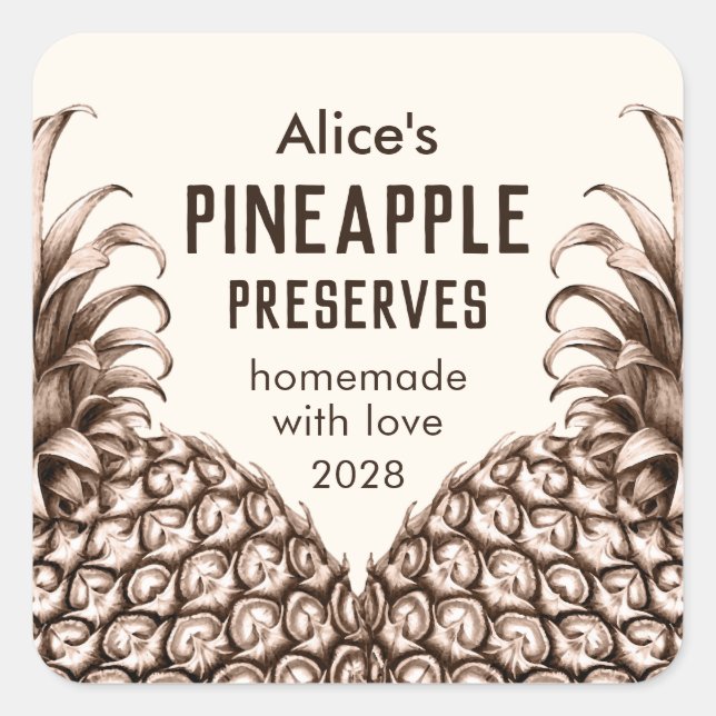 Étiquette de conservation d'ananas faite maison (Devant)