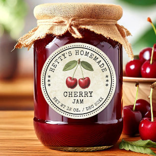Étiquette de conservation de la confiture de ceris