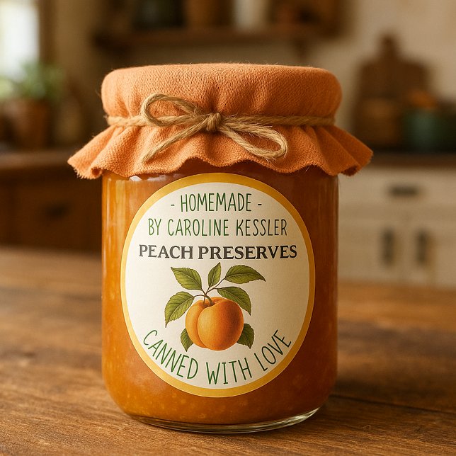 Étiquette de conservation de pêches maison faite à (Créateur téléchargé)