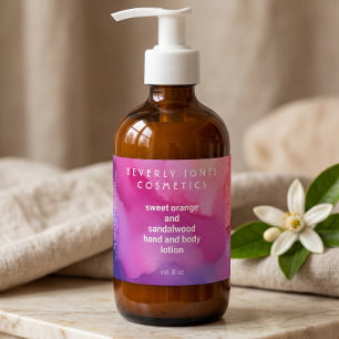 Étiquette de cosmétiques à l'aquarelle rose et vio