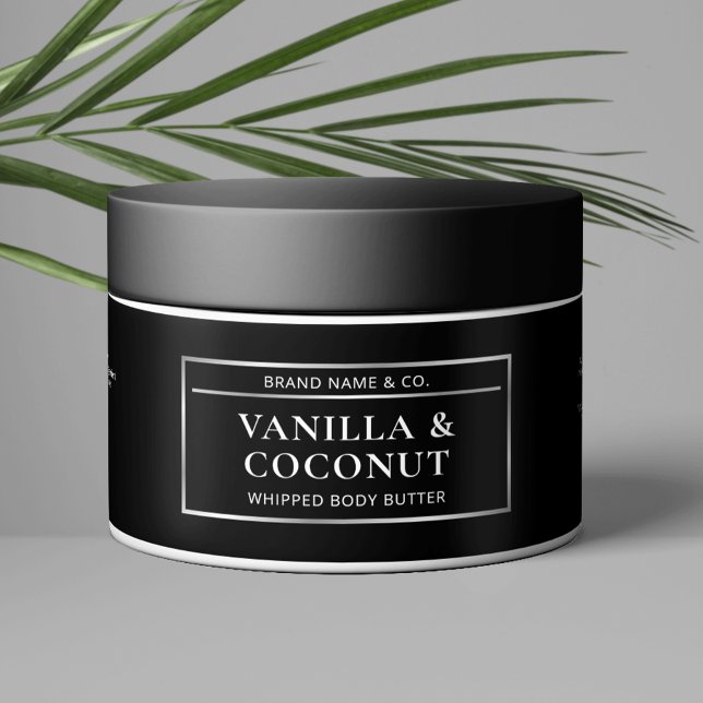 Étiquette de cosmétiques pour beurre noir et argen (Elevate your product packaging with this rectangle waterproof product container label)