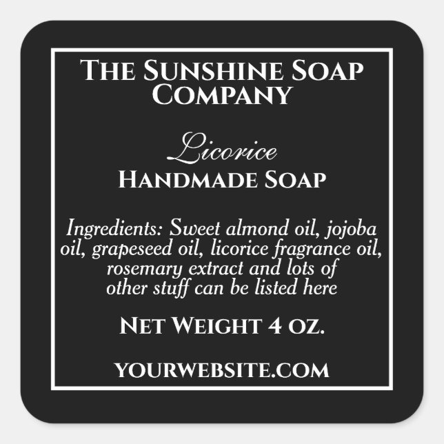 Étiquette de cosmétiques simple noir avec texte bl (Devant)