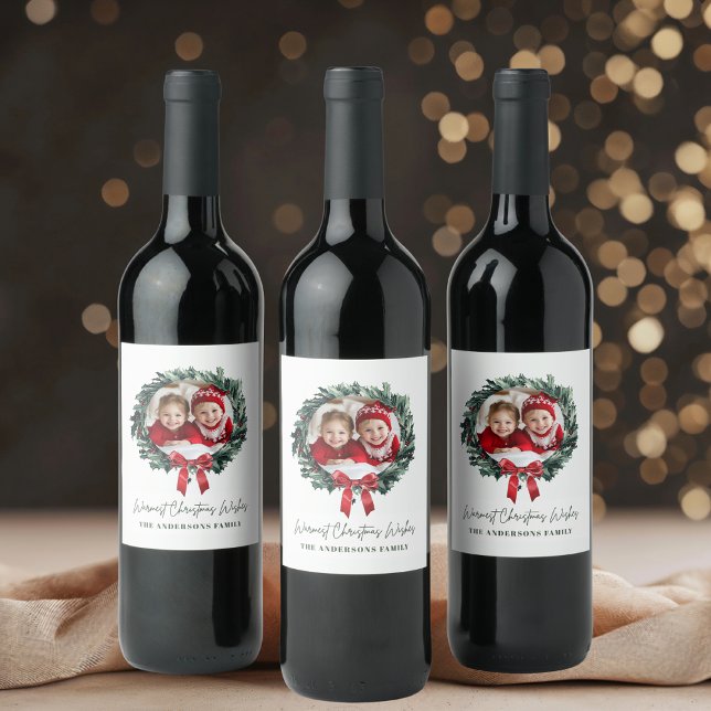 Étiquette de couronne de Noël personnalisé avec ph (Créateur téléchargé)