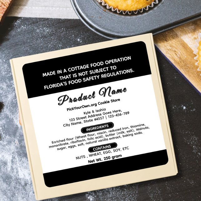 Étiquette de cuisine de la Floride noir et blanc (Créateur téléchargé)