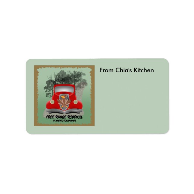 Étiquette de cuisine Roadkill personnalisable (Devant)