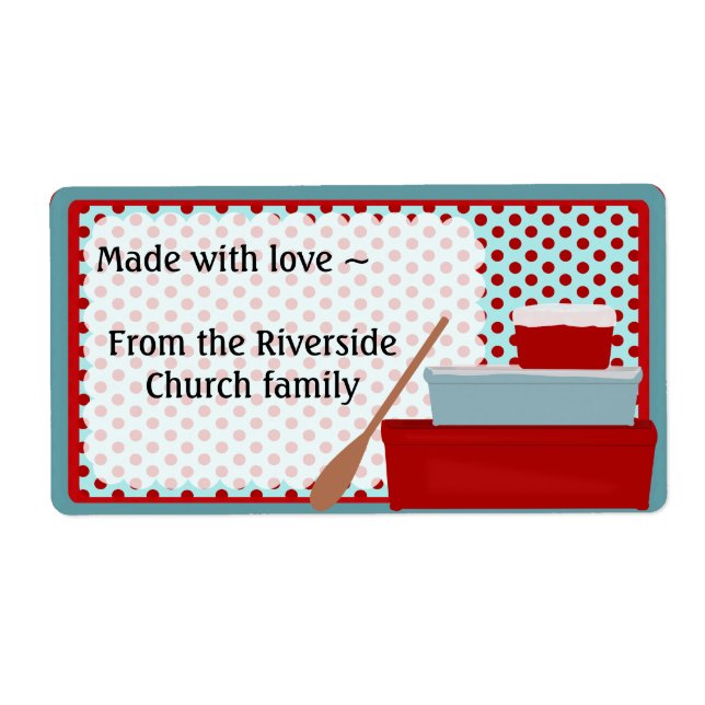 Étiquette de cuisine rouge et aqua (Devant)