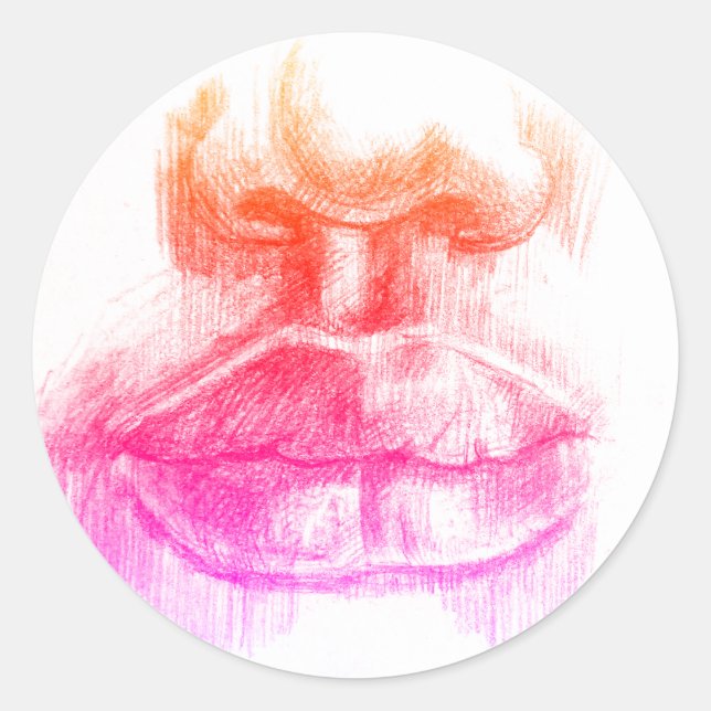 Étiquette de dessin au crayon des lèvres et du nez (Devant)