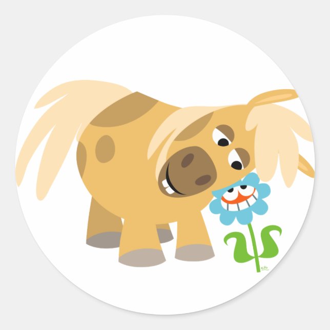 Étiquette de dessin de l'offre Pony et Flower (Devant)