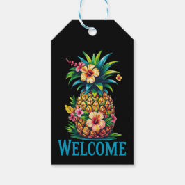 Étiquette de don de ananas tropical Bienvenue