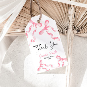 Étiquette de don Merci Ruban Rose