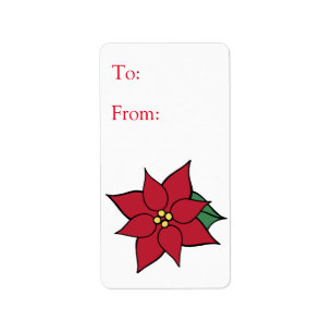 Étiquette de étiquette cadeau de Noël Poinsettia