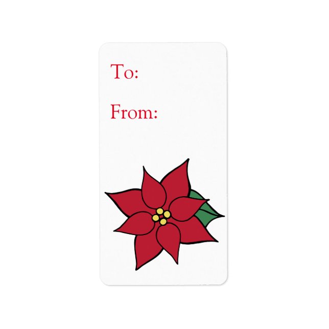 Étiquette de étiquette cadeau de Noël Poinsettia (Devant)
