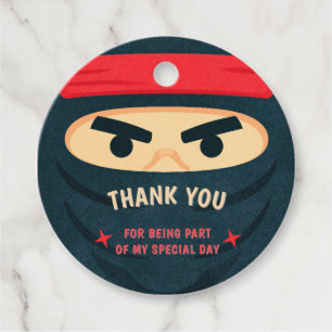 Étiquette de faveur d'anniversaire Ninja Warrior