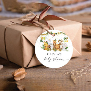 Étiquette de faveur de Baby Shower Animaux de Safa