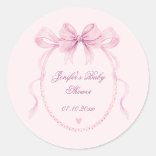 Étiquette de faveur de baby shower avec un nœud aq