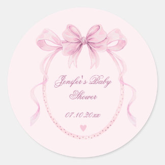 Étiquette de faveur de baby shower avec un nœud aq