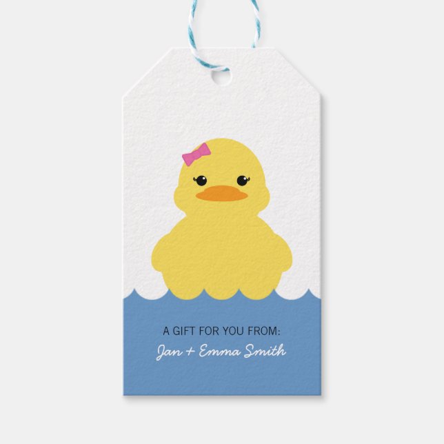 étiquette de faveur de baby shower canard en caout (Devant)