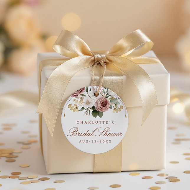 Étiquette de faveur de douche nuptiale florale élé (Bridal Shower Favor Tag)
