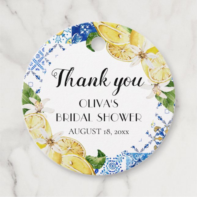 Étiquette de faveur de douche nuptiale italienne d (Devant)